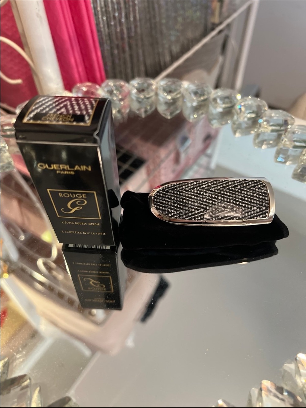Guerlain Rouge G Lipstick Double Mirror Case in French Chevron